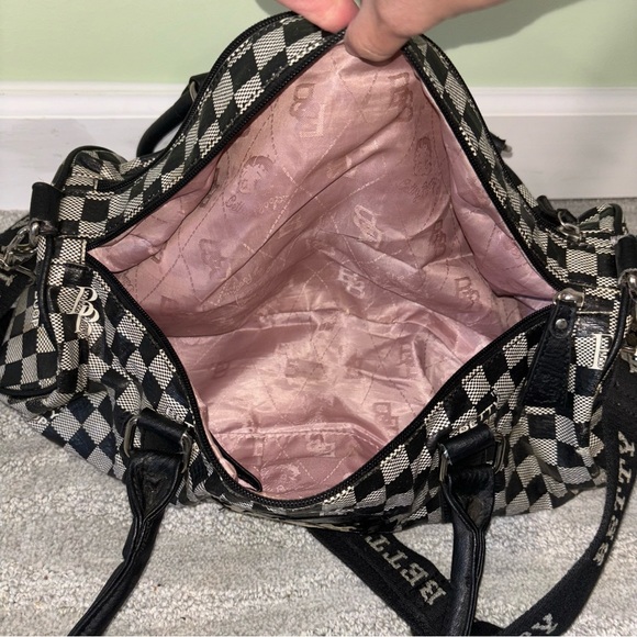 Betty Boop Black & White Checkered Vinyl Shoulder Bag W/ Adjustable Strap Y2K - Picture 4 of 14